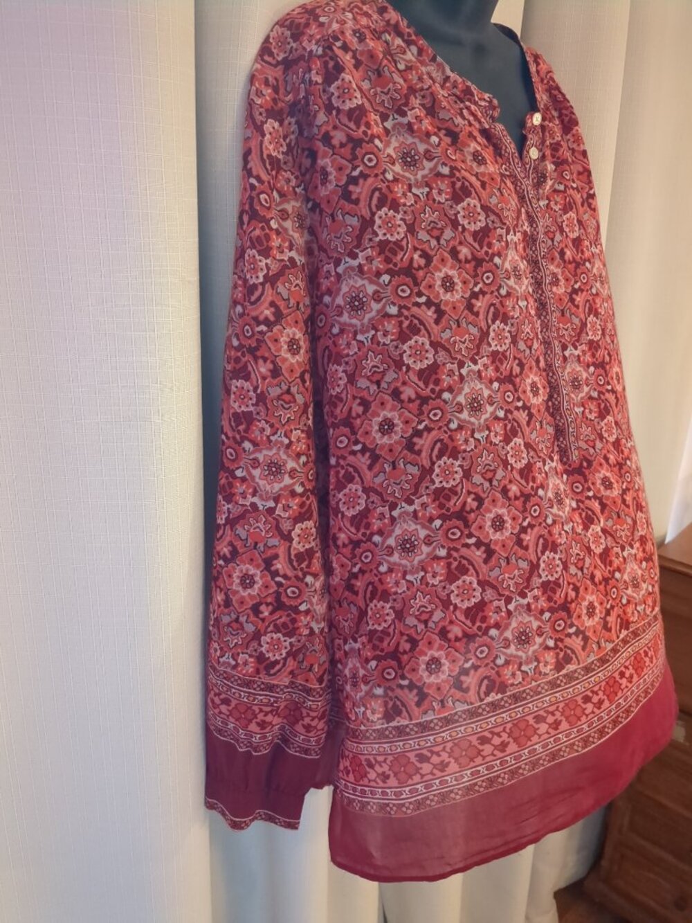 Long Sleeve Button Down Midway Tunic Top - Picture 2 of 9